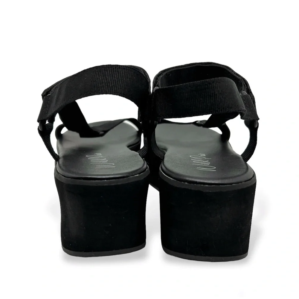 Wild Pair Womens Sawwyer Ankle Strap Slide On Flatform Sandals Black Size 8.5